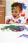 Little Boy Finger Painting