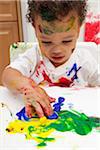 messy toddler fingerpainting