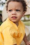 Close-up Portrait of Young Boy at Playground