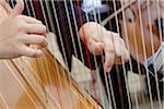 Close-Up of Harp Player's Hands