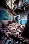 Debris and decayed interior of Sanatorium Teupitz, Brandenburg, Germany