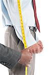 Tailor measuring shirt's sleeve