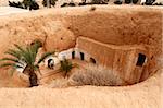 Puits maison, berbère souterrains troglodytes, Matmata (Tunisie), en Afrique du Nord, Afrique