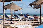 Beach scene on the Mediterranean coast in the tourist zone, Djerba Island, Tunisia, North Africa, Africa