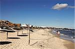 Scène de plage dans la zone touristique sur la mer Méditerranée, à Sousse, du golfe de Hammamet, Tunisie, nord Afrique, Afrique