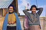 Old women of the Apatani tribe famous for the wooden pieces in their nose to make them ugly, Ziro, Arunachal Pradesh, Northeast India, India, Asia