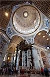 The altar with Bernini's baldacchino, St. Peter's Basilica, Vatican City, UNESCO World Heritage Site, Rome, Lazio, Italy, Europe