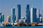 Moderne Skyline von Dhow Hafen, Doha, Katar, Naher Osten