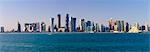 Modern skyline including Al Bidda Tower, Palm Towers, Burj Qatar and Tornado Tower, Doha, Qatar, Middle East