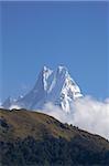 View of Fishtail mountain (Machhapuchhare), from trail between Ghorepani and Tadapani, Annapurna Sanctuary Region, Himalayas, Nepal, Asia