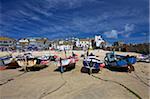 Fishing boats in the old harbour, St. Ives, Cornwall, England, United Kingdom, Europe