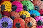 Handmade paper umbrellas in the night market, Luang Prabang, Laos, Indochina, Southeast Asia, Asia