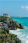 Tulum Beach und alten Maya-Stätte von Tulum, Tulum, Quintana Roo, Mexiko, Nordamerika