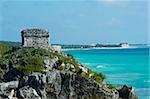 Caribbean coast and ancient Mayan site of Tulum, Tulum, Quintana Roo, Mexico, North America