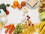 Overhead view of healthy foods