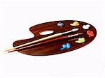 La peinture sur la palette d'artistes en bois