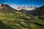 Rocky mountains overlooking rural valley