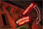 Neon Sign at Entrance to Restaurant Chartier, Paris, France