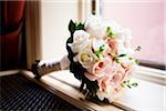 Close-up of Bridal Bouquet on Window Sill