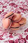 Rose macaroons with chocolate filling