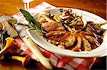 Roast Mallard duck with mushrooms