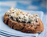 Roquefort and walnut spread on a slice of bread