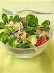 Maïs salade, tofu, tomate et salade à l'orientale