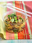 Pasta,sun-dried tomato,watercress,basil and dried fruit salad