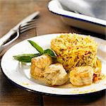 Monkfish with spicy rice