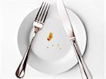 Crumbs on a plate,knife and fork