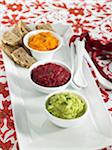 Carrot ,beetroot and avocado pastes