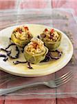 Artichokes stuffed with saffron rice and dates