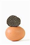 Black truffle on an egg