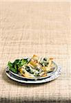 Goat's cheese and spinach filo pastry pies