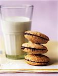 chocolate cookies and a glass of milk