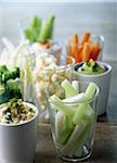 Raw vegetables with dips