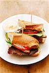 Roast beef, tomato,rocket sandwich with olive oil