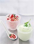 Radish sauce and herb sauce