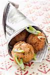 Fish and scallion fried Boulettes