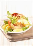 Lobster with roast apples and mesclun salad