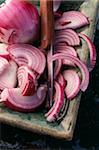 Slicing red onions