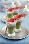 Cream of avocado with shrimp mousse