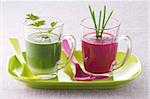 Red and green soups