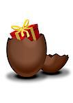 Chocolate Easter egg containing wrapped gift