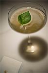 Close up of mint leaf in cocktail