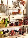 Fruit on kitchen shelves