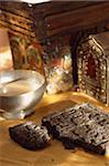 Tibetan tea with yak butter,tea brick and altar