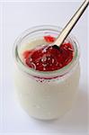 Plain yoghurt with raspberry jelly