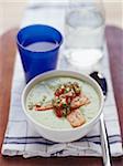 Cream of zucchini soup with trout