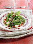 Mozzarella, Spinat, Pinienkernen und Granatapfel-Salat
